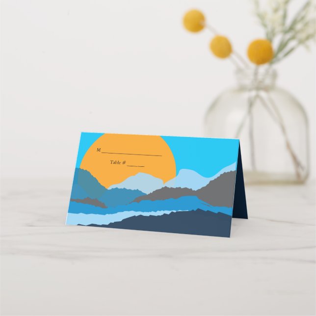 SUNSET & MOUNTAINS Pub Bat mitzvah sitkort Placeringskort (Framsida)
