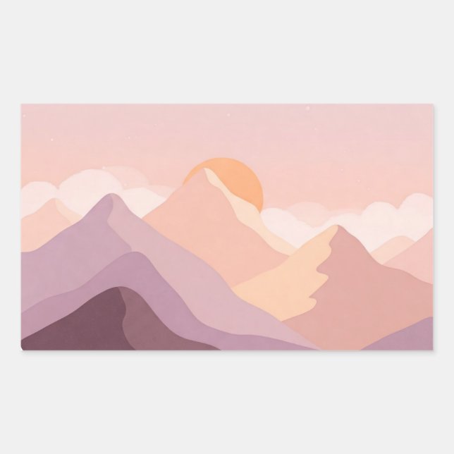 Sunset Mountains Rektangulärt Klistermärke (Framsida)