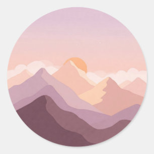 Sunset Mountains Runt Klistermärke