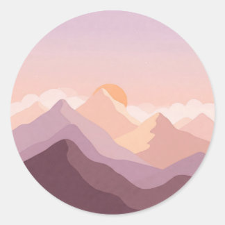Sunset Mountains Runt Klistermärke