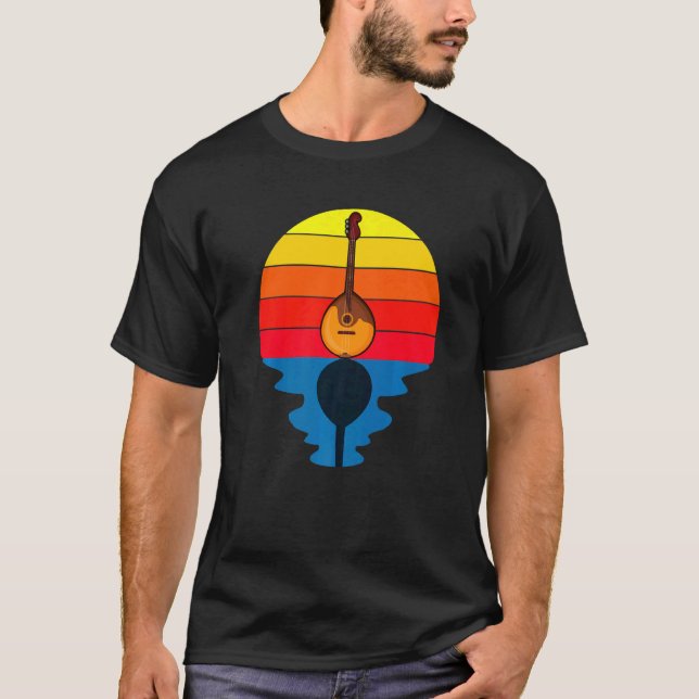 Sunset Music String Instrument Mandolin   T Shirt (Framsida)