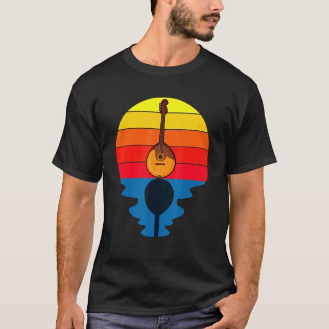 Sunset Music String Instrument Mandolin T Shirt (Framsida)