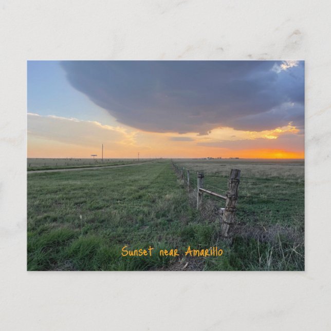Sunset nära Amarillo Texas Vykort (Framsida)