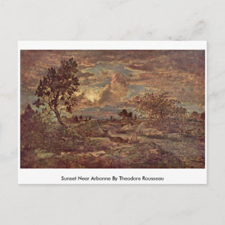 Sunset nära Arbonne by Theodore Rousseau Vykort
