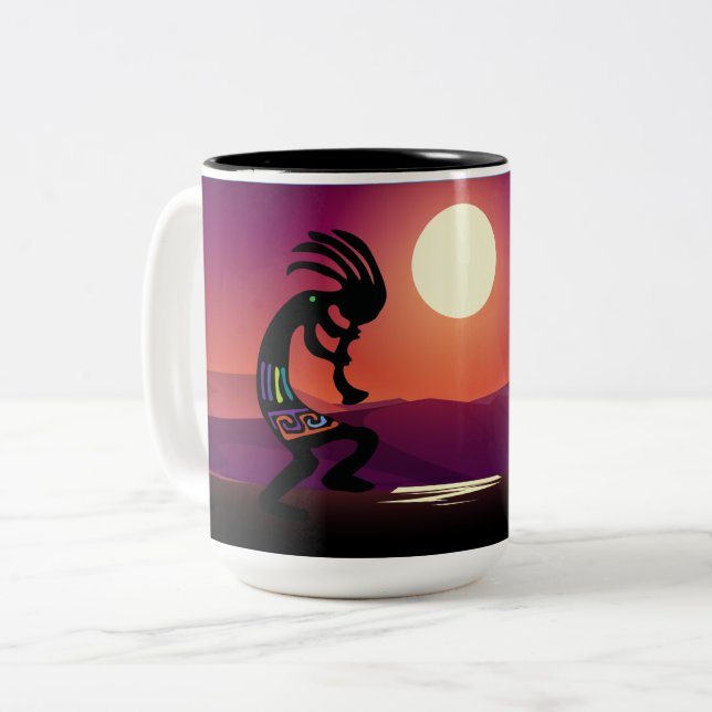 Sunset Native American Kokopelli Coffee Mugg (Framsida vänster)
