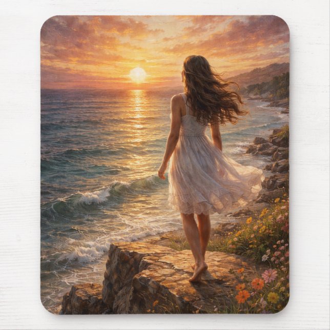 Sunset Ocean Aesthetic Mouse Pad Musmatta (Framsidan)