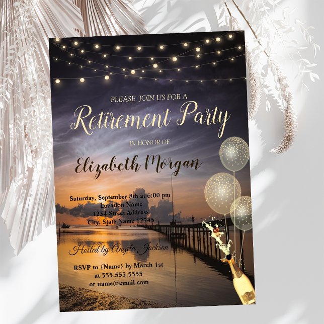 Sunset Ocean Balloations,Vin Pension Party Inbjudningar (Skapare uppladdad)
