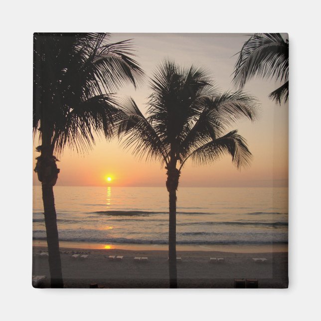 Sunset Ocean Beach Florida Photography Art Magnet (Framsidan)