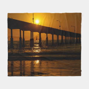 Sunset Ocean Beach Pier - Beach Sunset Fleecefilt