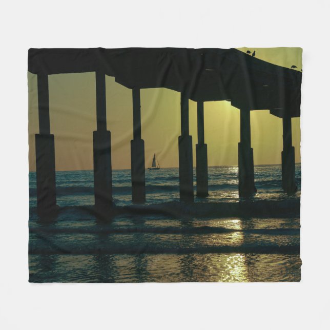 Sunset Ocean Beach Pier - Beach Sunset Fleecefilt (Framsidan (Horisontell))