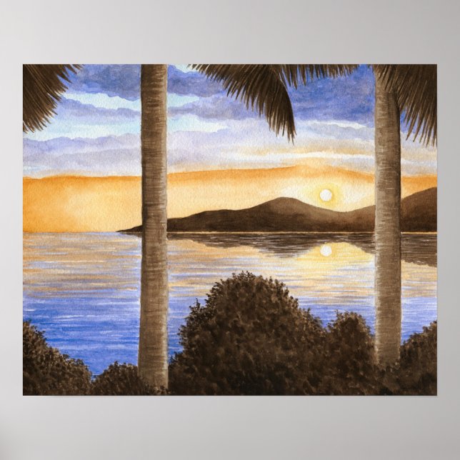 Sunset Ocean Beach Sea View 166 Poster (Framsidan)