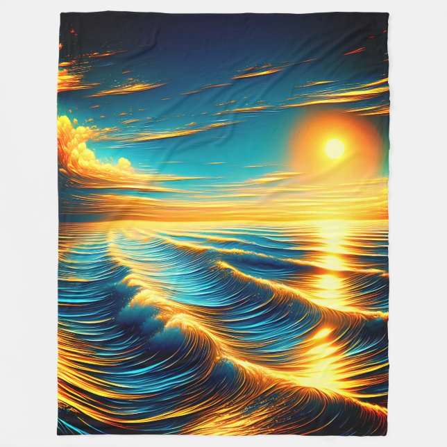 ’Sunset Ocean Reverie’ Fleecefilt (Framsidan)