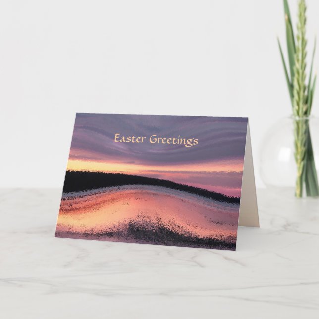 Sunset Ocean Wave Abstrakt Påsk Helgkort (Framsida)