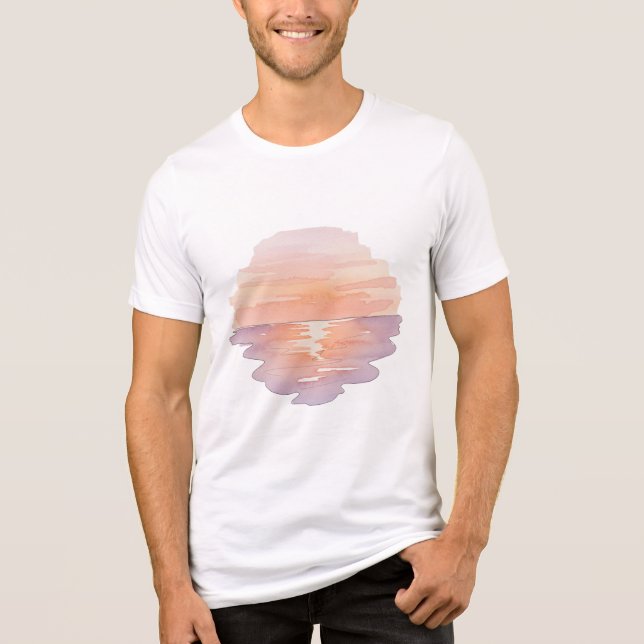 Sunset Ocean Waves – Minimalist Hand-Drawn T-Shirt (Framsida)