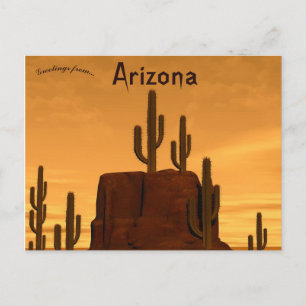 Sunset och Sten Cacti i Sedona Arizona Vykort