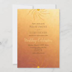 Sunset ombre sunny dots mandala bröllop inbjudningar