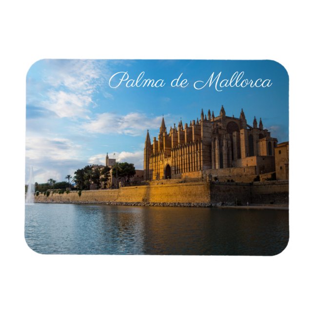 Sunset on Cathedral of Palma de Mallorca - Spanien Magnet (Horisontell)