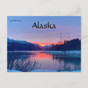 Sunset on Douglas and Juneau Alaska Vykort