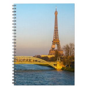 Sunset on Eiffel torn and Pont Rouelle - Paris Anteckningsbok