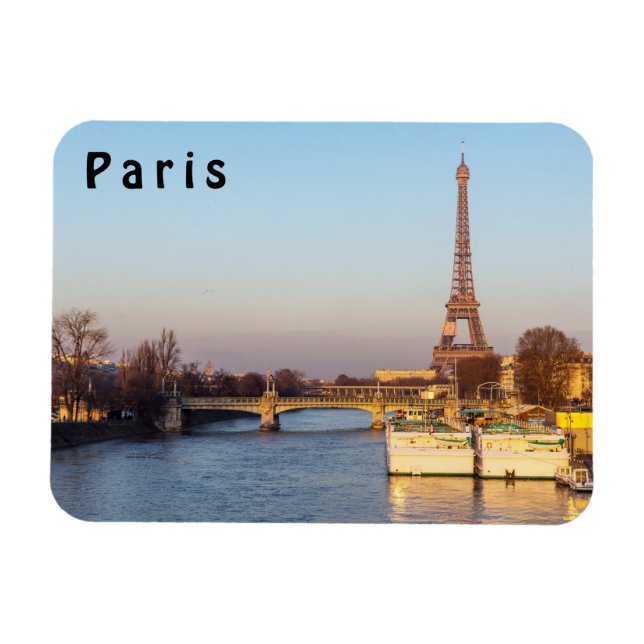Sunset on Eiffel torn and Pont Rouelle - Paris Magnet (Horisontell)