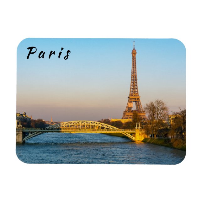 Sunset on Eiffel torn and Pont Rouelle - Paris Magnet (Horisontell)