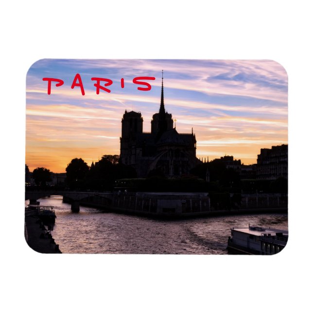 Sunset on Notre Dame de Paris Magnet (Horisontell)