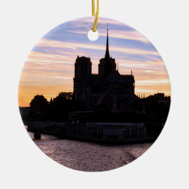 Sunset on Notre Dame de Paris - Paris, Frankrike Julgransprydnad Keramik (Framsidan)