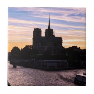 Sunset on Notre Dame de Paris - Paris, Frankrike Kakelplatta
