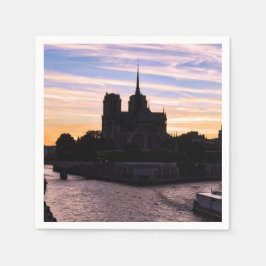 Sunset on Notre Dame de Paris - Paris, Frankrike Pappersservett