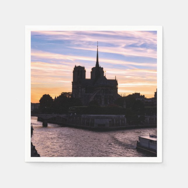 Sunset on Notre Dame de Paris - Paris, Frankrike Pappersservett (Framsidan)