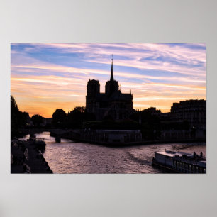 Sunset on Notre Dame de Paris - Paris, Frankrike Poster