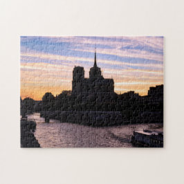 Sunset on Notre Dame de Paris - Paris, Frankrike Pussel