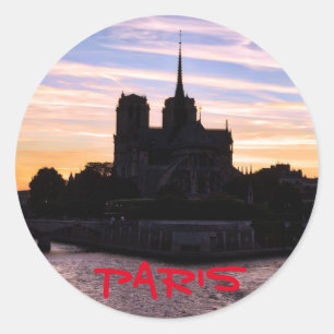 Sunset on Notre Dame de Paris - Paris, Frankrike Runt Klistermärke