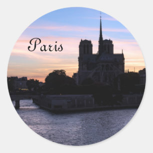 Sunset on Notre Dame de Paris Runt Klistermärke