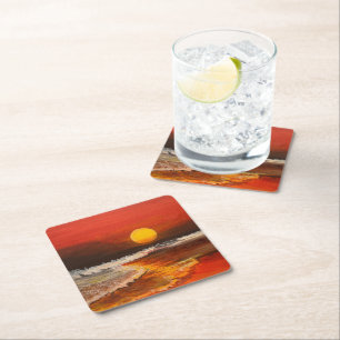 Sunset on Pacific, av Gary Poling Underlägg Papper Kvadrat