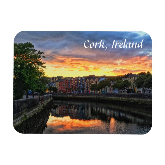Sunset on River Lee, Kork Ireland Magnet (Horisontell)