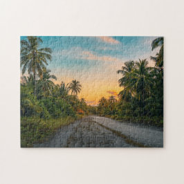 Sunset on Sandy Beach Väg Pussel