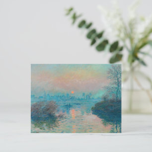 Sunset on Seine at Lavacourt by Claude Monet Helg Vykort
