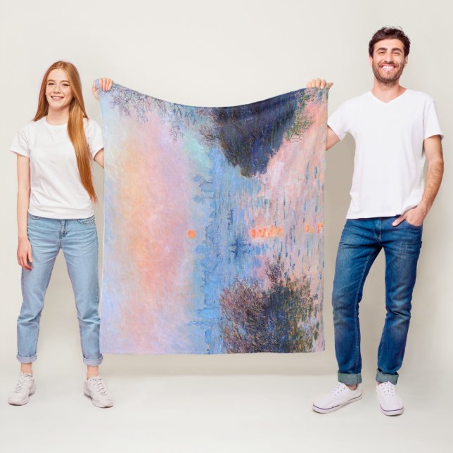 Sunset on Seine Claude Monet Fleecefilt (På plats)