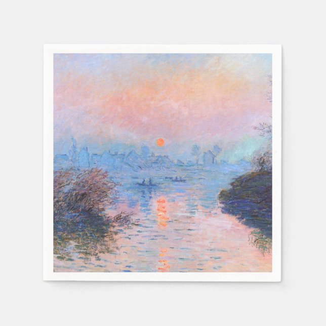 Sunset on Seine Claude Monet Pappersservett (Framsidan)