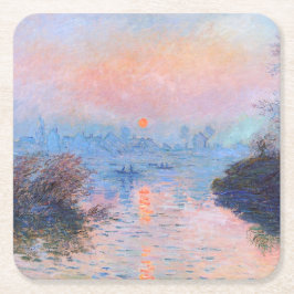 Sunset on Seine Claude Monet Underlägg Papper Kvadrat