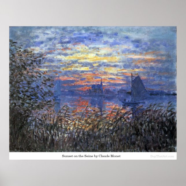 Sunset on the Seine by Claude Monet Poster (Framsidan)