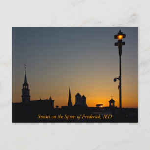 Sunset on the Spires of Frederick Maryland Vykort