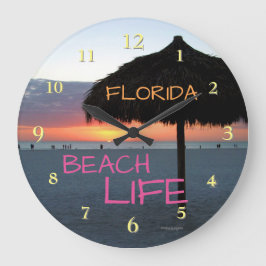Sunset on White Sand Florida Beach Stor Klocka