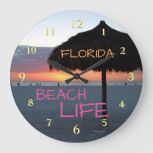Sunset on White Sand Florida Beach Stor Klocka