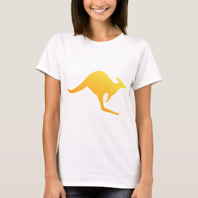 Sunset Orange Australian Kangaroo Hopping Tee Shirt (Framsida)