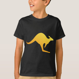 Sunset Orange Australian Kangaroo Hopping Tee Shirt