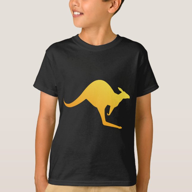 Sunset Orange Australian Kangaroo Hopping Tee Shirt (Framsida)