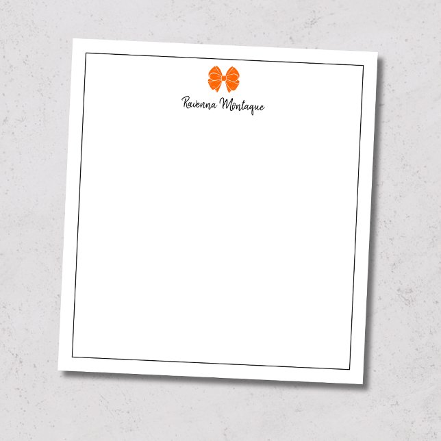 Sunset Orange Bow Border Script Custom Name Script Anteckningsblock (Skapare uppladdad)