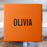Sunset Orange Modern Namn | Minimalistisk Trendig Kakelplatta<br><div class="desc">Neon Sunset Orange | Personlig Namn,  efternamn | Modern och Elegant | Klassisk design | TRENDIG FÄRG | Snyggt och Mode | Minimalistisk | NOVELTY</div>
